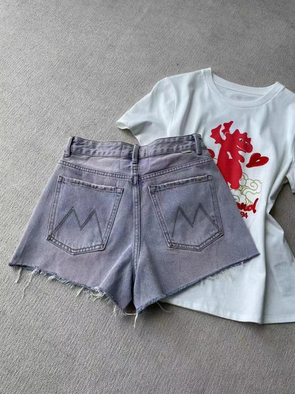 Mo 2024 Summer Style Denim Shorts