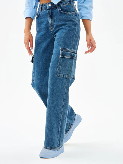 American-style Side Pocket Workwear Y2K High Street Flare Jeans