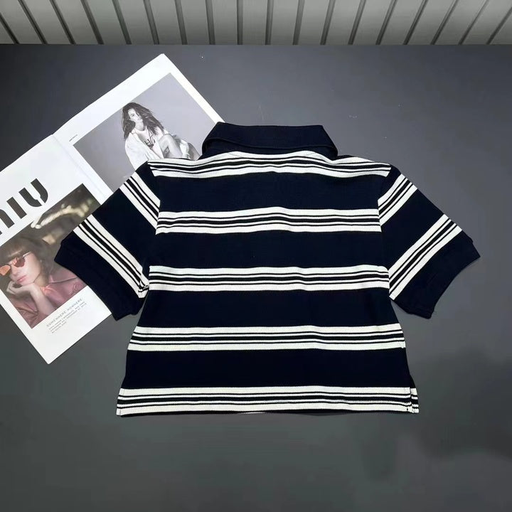 MiuMiu 2024 Striped Short Polo Shirt