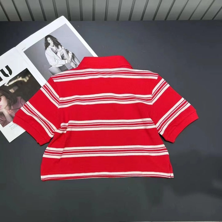 MiuMiu 2024 Striped Short Polo Shirt