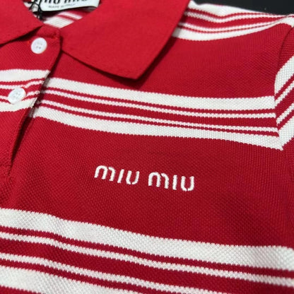 MiuMiu 2024 Striped Short Polo Shirt