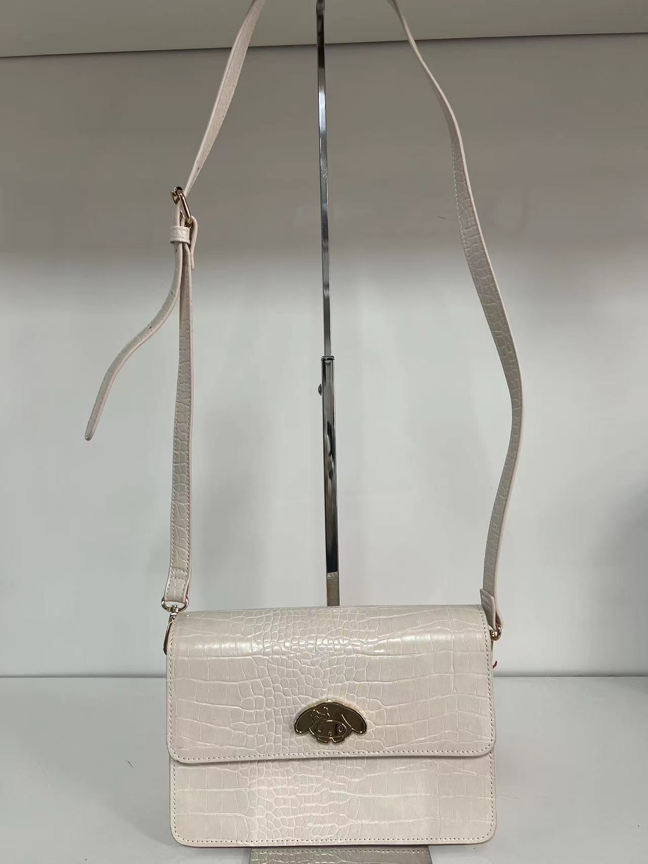 Light Luxury White Crossbody Crocodile Pattern Square Bag