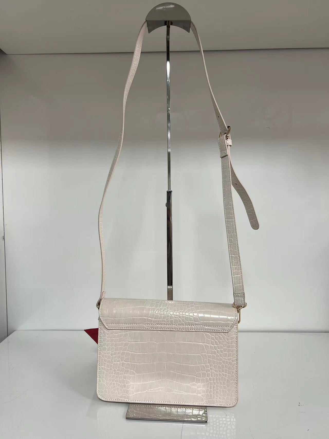 Light Luxury White Crossbody Crocodile Pattern Square Bag