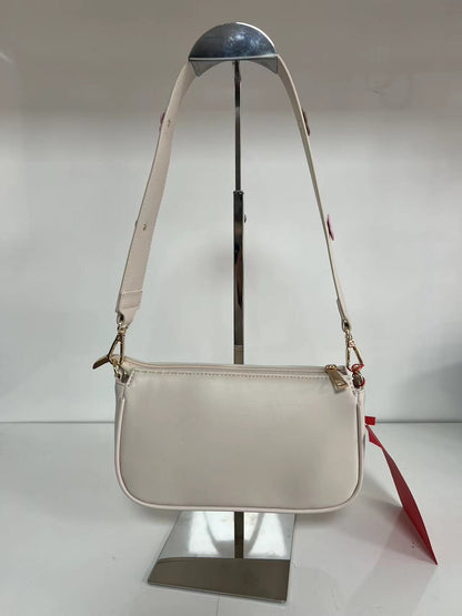 Fendi's Same Style  Buckle Cowhide Beige Chain Lace Accordion Bag.