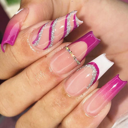 French Purple and White Edge Nail Patches