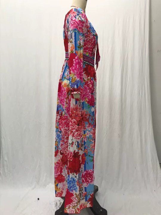 2024 Summer Evening Gown Printed One-Shoulder Pullover Dress