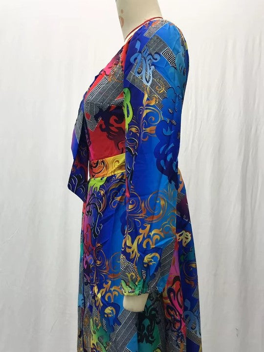 2024 Summer Evening Gown Printed One-Shoulder Pullover Dress