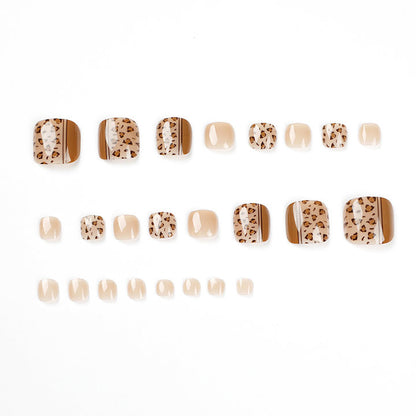 Light Brown Leopard Print Line Nail Art Nail Tips Wearing Nail Art