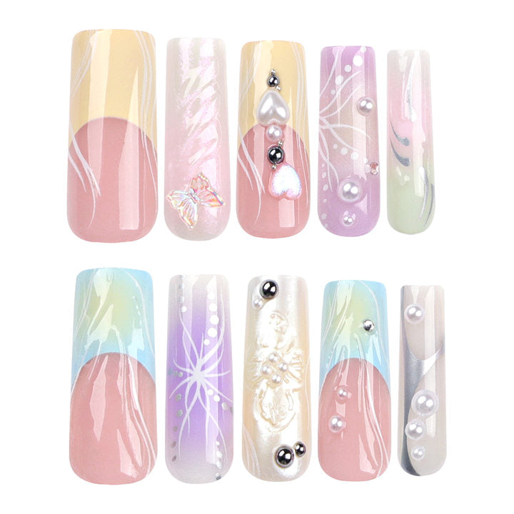 French Style 3D Dazzling Color Wearable Nail Tips