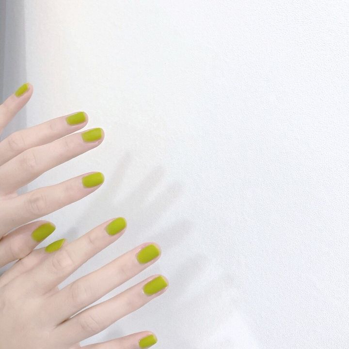 Solid Color Grass Green Matte Short Style Whitening Wearable False Nails