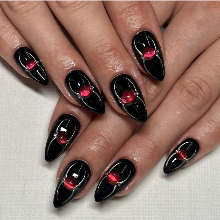 New Product Halloween Spider Sparkling Short Almond-Shaped Press On Nails