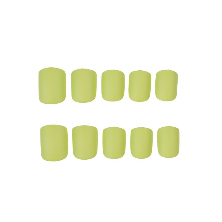 Solid Color Grass Green Matte Short Style Whitening Wearable False Nails