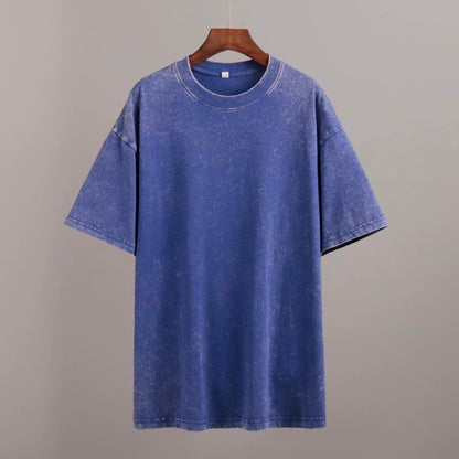 2024 Summer Relaxed Feeling Casual Round-neck Washed & Napped Short-sleeved T-shirt