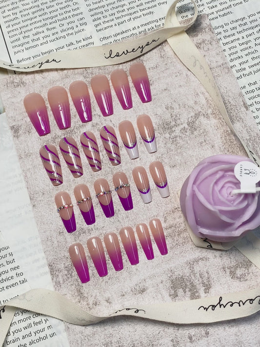 French Purple and White Edge Nail Patches